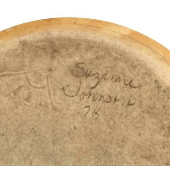 Vintage Pottery Pot Suzanne Johnson Signed 1978 w/ Maker's Mark Beige Brown 5" - Picture 8 of 8